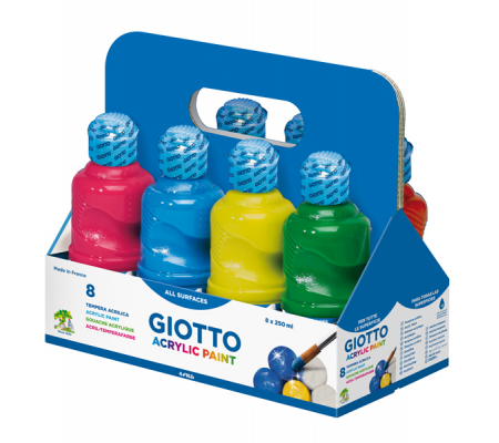 Tempera pronta acrilica - 250 ml - colori assortiti - schoolpack 8 flaconi - Giotto - 535100 - 8000825044298 - DMwebShop