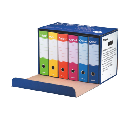 Scatola registratori Oxford Box G85 - dorso 8 cm - protocollo - 23 x 33 cm - colori assortiti - conf. 6 pezzi - Esselte - 390785110 - DMwebShop