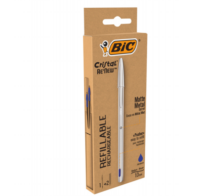 Penna sfera Cristal Re'New - con cappuccio - 1 mm - blu - Bic - 997202 - 3086123640139 - DMwebShop