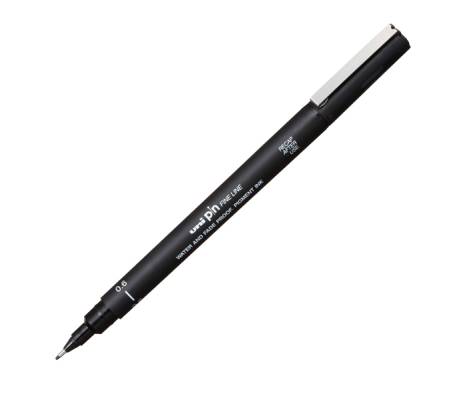 Pin fineliner - punta 0,6 mm - nero - conf. 12 pezzi - Uni Mitsubishi - M PIN106 N - 4902778154625 - DMwebShop