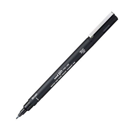 Pin fineliner - punta Brush - nero - conf. 12 pezzi - Uni Mitsubishi - M PINBR N - 4902778230824 - DMwebShop