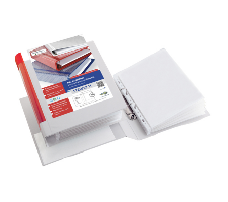 Raccoglitore personalizzabile Stelvio TI - 4 anelli tondi 13 mm - dorso 2 cm - 22 x 30 cm - bianco - Sei Rota 36134601