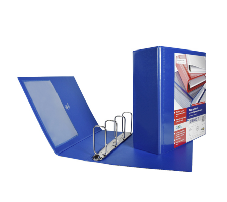 Raccoglitore personalizzabile Stelvio TI - 4 anelli quadri 65 mm - dorso 9 cm - 22 x 30 cm - blu - Sei Rota 36654137
