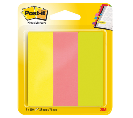 Segnapagina in carta - 25 x 76 mm - 3 colori Neon - conf. 300 pezzi - Post-it - 7100172769 - 3134375317153 - DMwebShop