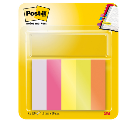 Segnapagina in carta - 15 x 50 mm - 5 colori Neon - conf. 500 pezzi - Post-it - 7100172770 - 3134375317160 - DMwebShop