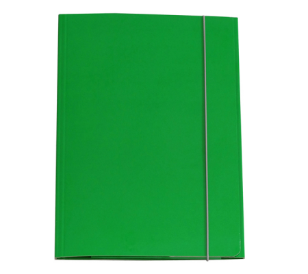 Cartellina con elastico cartone plastificato 3 lembi - 25 x 34 cm - verde - Cart. Garda