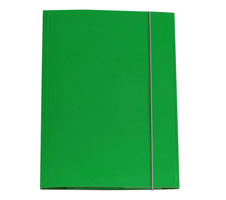 Cartellina con elastico cartone plastificato 3 lembi - 25 x 34 cm - verde - Cart. Garda