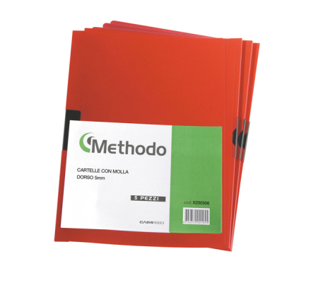 Cartellina con molla Spring File - PVC - 22 x 31 cm - dorso 5 mm - rosso - Methodo X200506