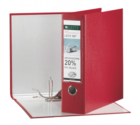 Registratore 180 G65 - dorso 8 cm - protocollo 23 x 33 cm - rosso - Leitz 390765160