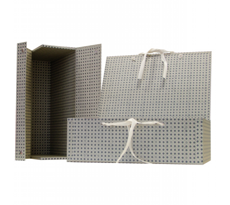 Scatola archivio in legno - 38 x 27 cm - dorso 12 cm - grigio - Brefiocart 0203700