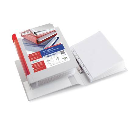 Raccoglitore personalizzabile Stelvio TI 2 anelli a D 40 mm dorso 5,5 cm 22 x 30 cm bianco Sei Rota 35404601 - 4375