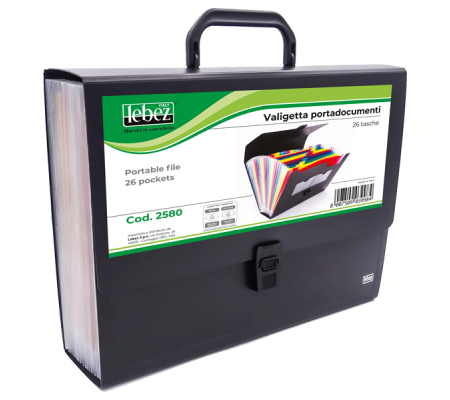 Valigetta portadocumenti - 25 tasche colorate - PPL - nero - Lebez 2580