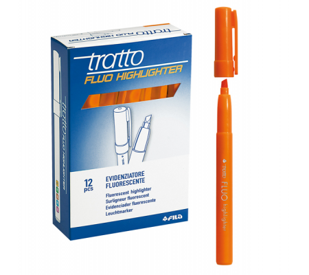 Evidenziatore fluo Highlighter - punta a scalpello - arancio - conf. 12 pezzi - Tratto - 733003 - 8000825733635 - DMwebShop