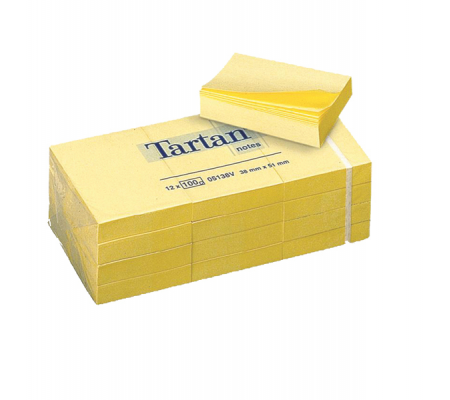 Blocco foglietti - giallo pastello - 51 x 38 mm - 63 gr - 100 fogli - Tartan 7100172232