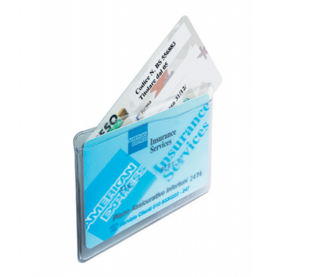 Porta Cards - 2 tasche - 9,5 x 6,5 cm - trasparente - conf. 50 pezzi - Favorit 100500082
