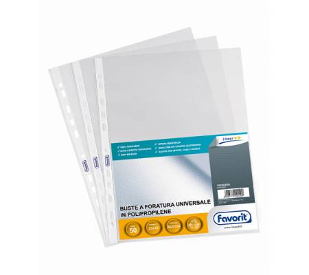 Buste forate Special PP Linear buccia - 23 x 33 cm - trasparente - conf. 50 pezzi - Favorit - 100460066 - 8006779002209 - DMwebShop