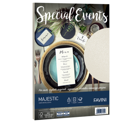 Carta metallizzata Special Events - A4 - 120 gr - crema - conf. 20 fogli - Favini - A69Q154 - 8007057617245 - DMwebShop