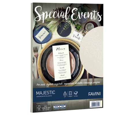 Carta metallizzata Special Events - A4 - 250 gr - crema - conf. 10 fogli - Favini A69Q174