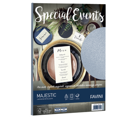 Carta metallizzata Special Events - A4 - 250 gr - argento - conf. 10 fogli - Favini - A69U174 - 8007057617443 - DMwebShop