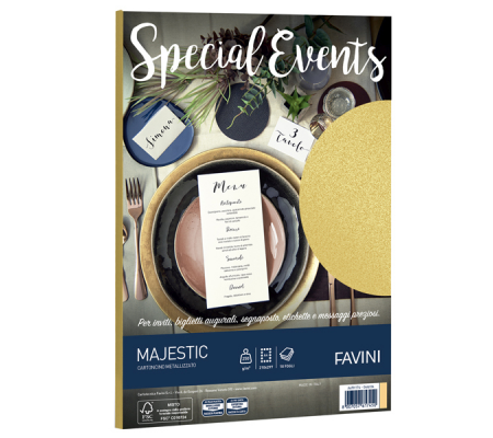 Carta metallizzata Special Events - A4 - 250 gr - oro - conf. 10 fogli - Favini A69H174