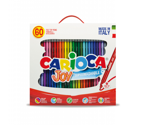 Pennarelli Joy - punta 2,6 mm - colori assortiti - lavabili - scatola 60 pezzi - Carioca - 41015 - 8003511410155 - DMwebShop
