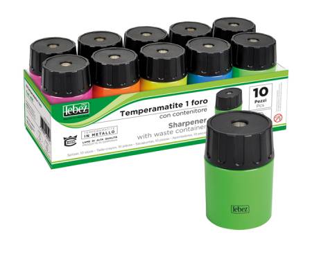 Temperamatite - 1 foro - con contenitore - conf. 10 pezzi - Lebez - 403 - 8007509052587 - DMwebShop