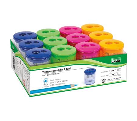 Temperamatite - 2 fori - con contenitore - conf. 12 pezzi - Lebez - 413 - 4007593413107 - DMwebShop