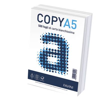 Carta Copy - A5 - 80 gr - bianco - 148 x 210 mm - risma 500 fogli - conf. 12 pezzi - Favini - A620505 - 8007057600506 - DMwebShop
