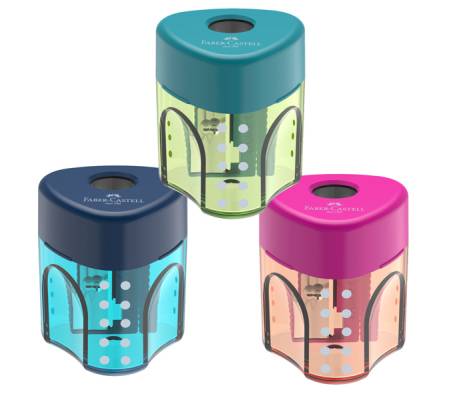Temperamatite con contenitore - 1 foro - triangolare - con serbatoio - conf. 24 pezzi - Faber Castell - 183405 - 6933256640628 - DMwebShop