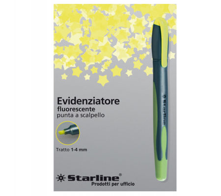 Evidenziatore a penna - punta scalpello - tratto 1 - 4 mm - giallo - Starline STL1638