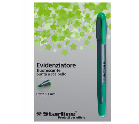Evidenziatore a penna - punta scalpello - tratto 1 - 4 mm - verde - Starline - STL1639 - 8025133019929 - DMwebShop