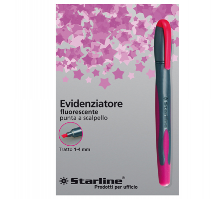 Evidenziatore a penna - punta scalpello - tratto 1 - 4 mm - fucsia - Starline STL1640