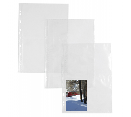Buste forate Atla FT - porta foto e cartoline - 8 spazi - 10 x 15 cm - trasparente - conf. 10 pezzi - Sei Rota 662511