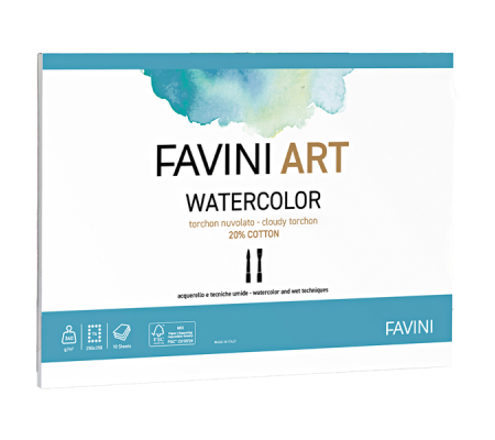 Blocco Acquerello - 35 x 50 cm - 340 gr - 10 fogli - Favini A223413