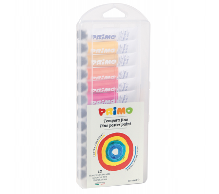 Tubi tempera - 12 ml - colori assortiti - astuccio 12 pezzi - Primo 448T12AP