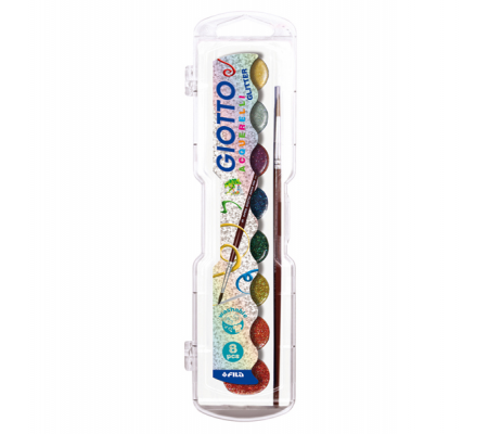 Pastiglie Acquerelli glitter e metal - colori assortiti - astuccio 8 pastiglie glitter - Giotto - 331200 - DMwebShop