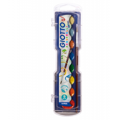 Pastiglie Acquerelli glitter e metal - colori assortiti - astuccio 8 pastiglie metal - Giotto - 331100 - DMwebShop