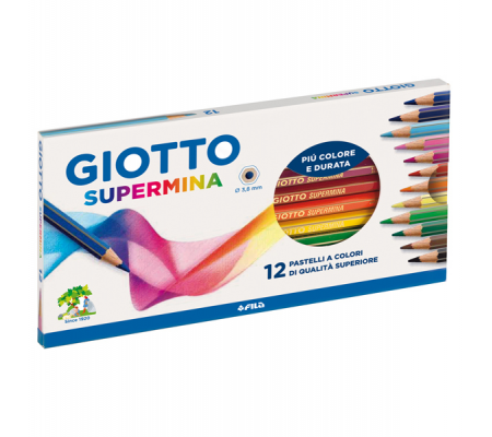 Pastello Supermina - mina 3,8 mm - colori assortiti - astuccio 12 pezzi - Giotto 235700