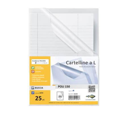 Cartelline a L Poli 150 - PPL - buccia - 21 x 29,7 cm - trasparente - conf. 25 pezzi - Sei Rota - 662300 - 8004972010076 - DMwebShop