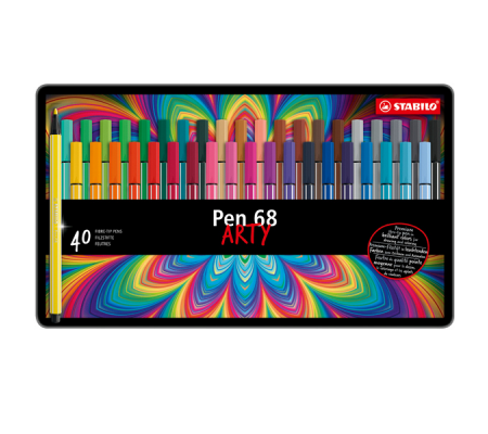 Pennarelli Pen 68 - colori assortiti - scatola in metallo 40 pezzi - Stabilo - 6840-6 - 4006381327268 - DMwebShop