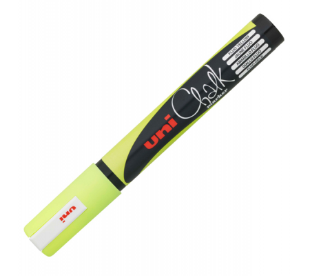 Marcatore a gesso liquido Uni Chalk Marker - punta tonda - 1,8 - 2,5 mm - giallo fluo - Uni Mitsubishi - M PWE5M GF - 4902778140024 - DMwebShop