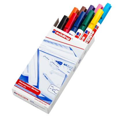 Marcatore permanente 400 - punta conica - tratto 2 - 4 mm - astuccio 10 colori assortiti - Edding - E-400 10 - 4004764858866 - DMwebShop