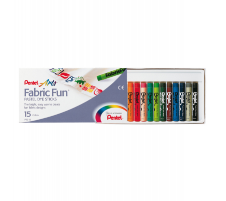 Pastelli per tessuto Fabric Fun - 15 colori assortiti - astuccio 15 pastelli - Pentel - PTS-15 - 4711577000152 - DMwebShop