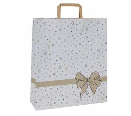 Shoppers con maniglie piattina carta - 22 x 10 x 29 cm - fantasia stellata - bianco - conf. 25 pezzi - Mainetti Bags - 086915 - 8029307086915 - DMwebShop