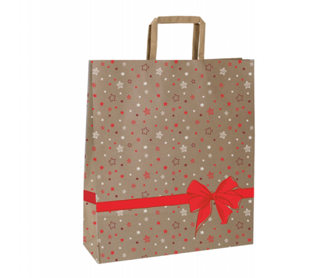Shoppers con maniglie piattina carta - 22 x 10 x 29 cm - fantasia stellata - rosso - conf. 25 pezzi - Mainetti Bags - 087080 - 8029307087080 - DMwebShop