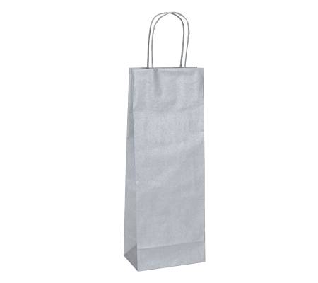Portabottiglie BARBERA maniglie cordino 14 x 9 x 38 cm carta biokraft argento Mainetti Bags - 6217
