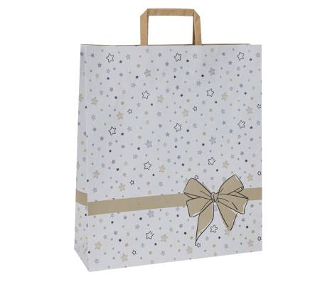 Shoppers maniglie piattina 22 x 10 x 29 cm carta kraft stars bianco Mainetti Bags - 6205