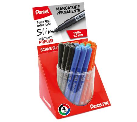 Marcatore Permanente Pen Slim - colori assortiti - expo 12 pezzi - Pentel - 0022112 - DMwebShop