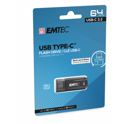 USB3.2 D400 - Type-C - 64 Gb - Emtec - ECMMD64GD403 - 3126170176226 - DMwebShop