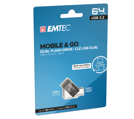 Dual USB3.2 T260 - Type-C - 64 Gb Emtec - ECMMD64GT263C - 3126170173607 - DMwebShop